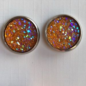 Gorgeous Orange Druzy Earrings